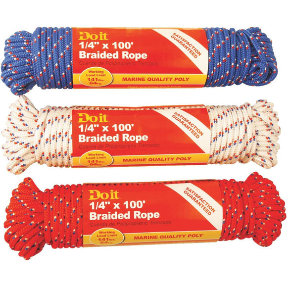 Do it 1/4 In. x 100 Ft. Assorted Colors Diamond Braided Polypropylene Packaged Rope