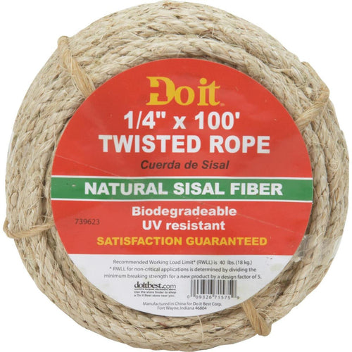 Do it 1/4 In. x 100 Ft. Natural Twisted Sisal Fiber Packaged Rope
