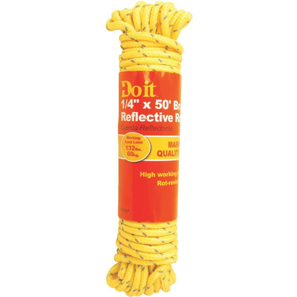 Do it 1/4 In. x 50 Ft. Yellow Braided Reflective Polypropylene Packaged Rope