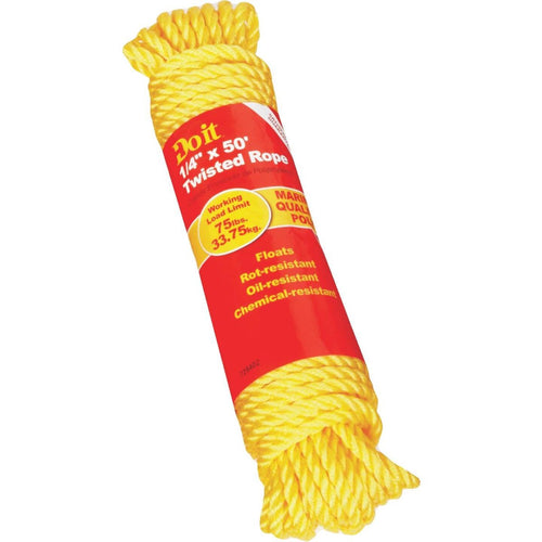 Do it 1/4 In. x 50 Ft. Yellow Twisted Polypropylene Packaged Rope