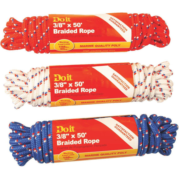 Do it 3/8 In. x 50 Ft. Assorted Colors Diamond Braided Polypropylene Packaged Rope