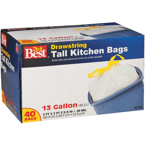 Do it Best 13 Gal. Tall Kitchen White Trash Bag (40-Count)