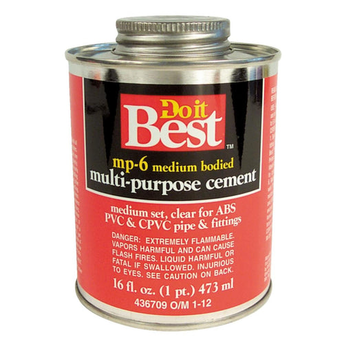 Do it Best 16 Oz. Medium Bodied Clear Multi Purpose Solvent Cement