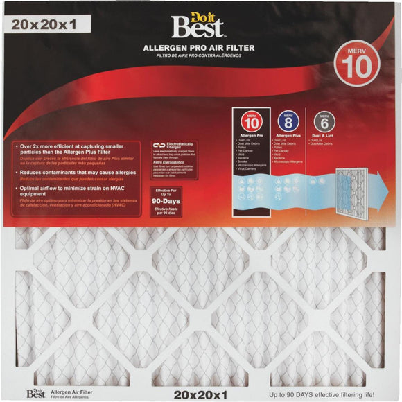 Do it Best 20 In. x 20 In. x 1 In. Allergen Pro MERV 10 Furnace Filter