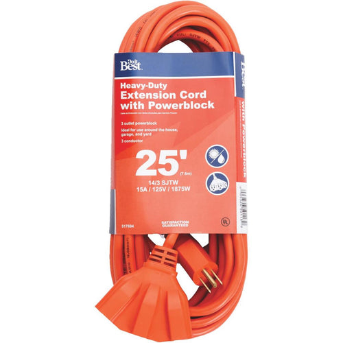 Do it Best 25 Ft. 14/3 Extension Cord with Powerblock
