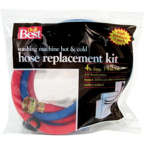 Do it Best 3/8 In. x 4 Ft. ReReinforced EPDM Rubber Washing Machine Hose (2-Pack)