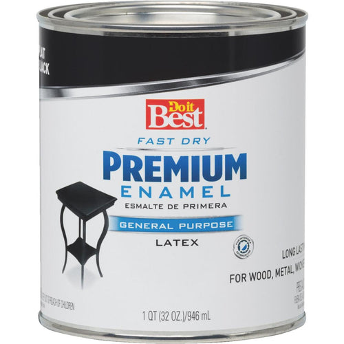 Do it Best Fast Dry Acrylic Latex Flat Premium Enamel, Black, 1 Qt.