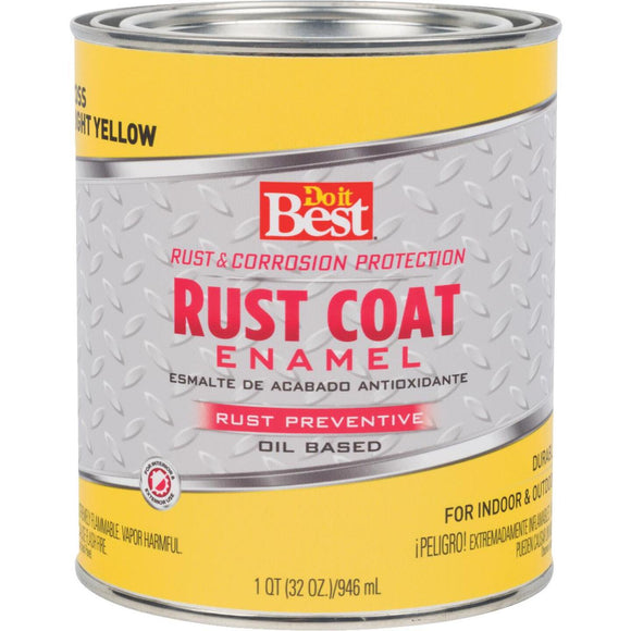 Do it Best Rust Coat Oil-Based Gloss Enamel, Bright Yellow, 1 Qt.