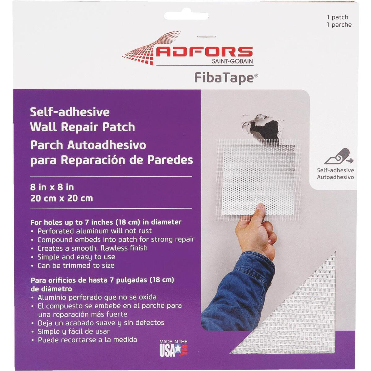 FibaTape 8 In. x 8 In. Wall & Ceiling Self-Adhesive Drywall Patch ...