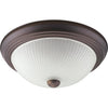 Home Impressions 13 In. Oil Rubbed Bronze Incandescent Flush Mount Ceiling Light Fixture with Frosted Swirl Glass