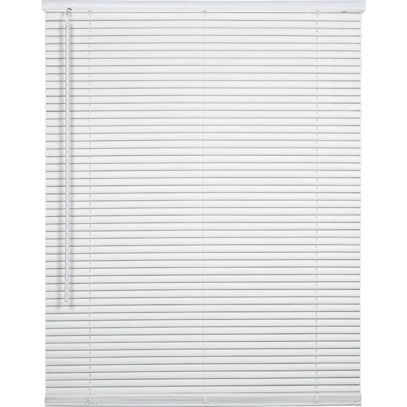 Home Impressions 29 In. x 64 In. x 1 In. White Vinyl Light Filtering Cordless Mini Blind