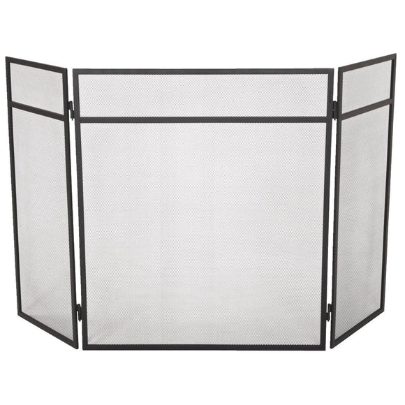 Home Impressions 3-Panel Black Mesh Decorative Fireplace Screen