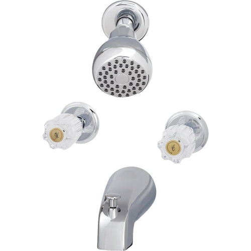 Home Impressions Chrome 2-Handle Acrylic Knob Tub & Shower Faucet