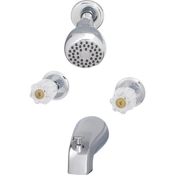 Home Impressions Chrome 2-Handle Acrylic Knob Tub & Shower Faucet