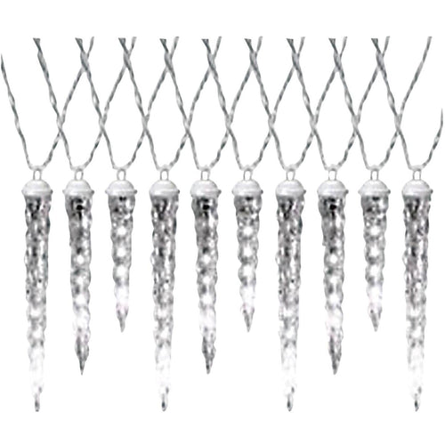 J Hofert Warm White 70-Bulb 7 In./9 In./11 In. LED Drip Icicle Light Set with White Wire