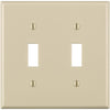 Leviton 2-Gang Thermoplastic Nylon Toggle Switch Wall Plate, Light Almond