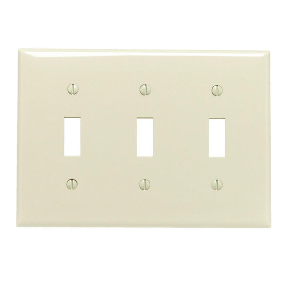 Leviton 3-Gang Thermoplastic Nylon Toggle Switch Wall Plate, Ivory