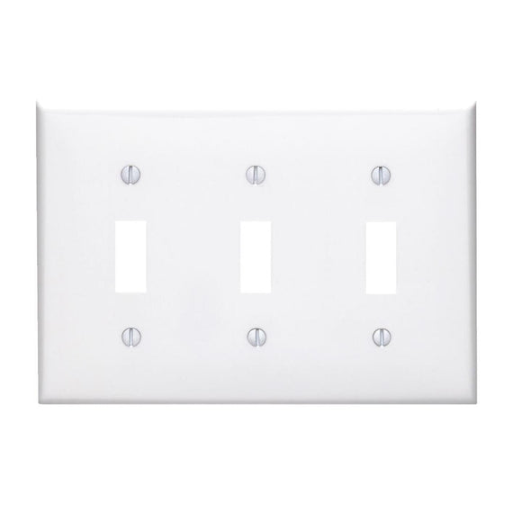 Leviton 3-Gang Thermoplastic Nylon Toggle Switch Wall Plate, White