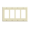 Leviton Decora 4-Gang Smooth Plastic Rocker Decorator Wall Plate, Ivory