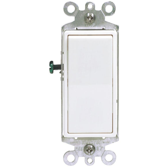 Leviton Decora Rocker White 15A Grounded 3-Way Switch