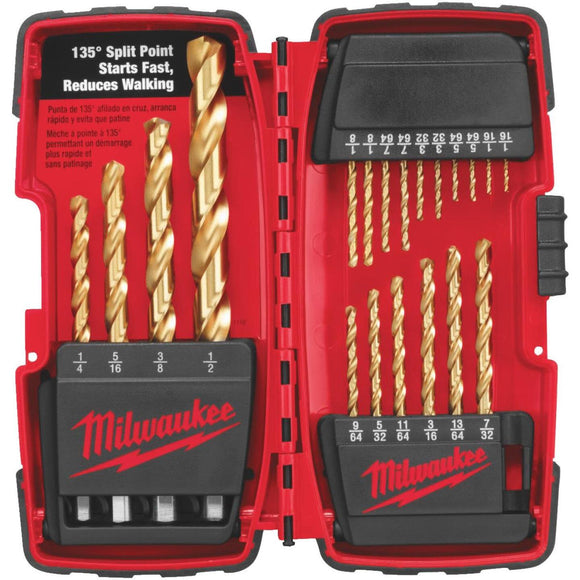 Milwaukee Thunderbolt 20-Piece Titanium Drill Bit Set, 1/16 In. thru 1/2 In.