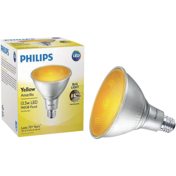 Philips 100W Equivalent Yellow PAR38 Medium Dimmable LED Bug Light Bulb