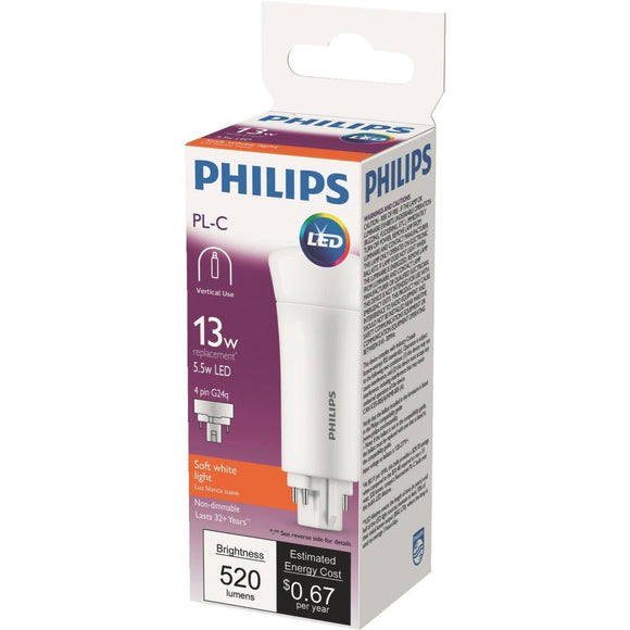 Philips 13W Equivalent Soft White PL-C 4-Pin Vertical Orientation LED Tube Light Bulb