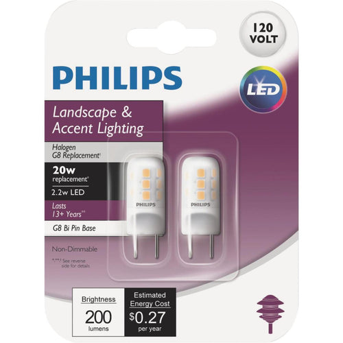 Philips 20W Equivalent T4 G8 Bi-Pin Base LED Special Purpose Light Bulb (2-Pack)