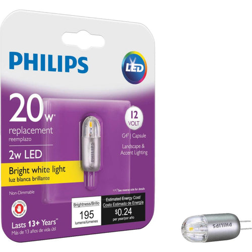 Philips 2W Clear T3 Bi-Pin LED Landscape Low Voltage Light Bulb