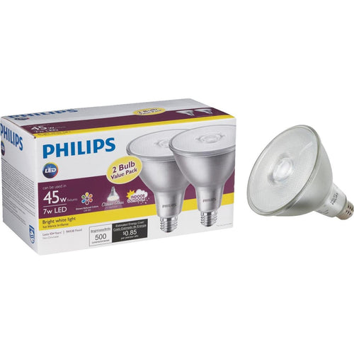 Philips 45W Equivalent Bright White PAR38 Medium Indoor/Outdoor LED Floodlight Light Bulb (2-Pack)
