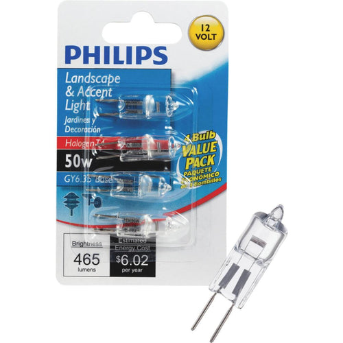 Philips 50W 12V Clear GY6.35 Base T4 Halogen Special Purpose Light Bulb (4-Pack)