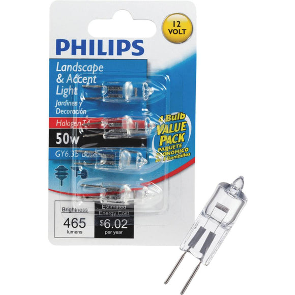 Philips 50W 12V Clear GY6.35 Base T4 Halogen Special Purpose Light Bulb (4-Pack)