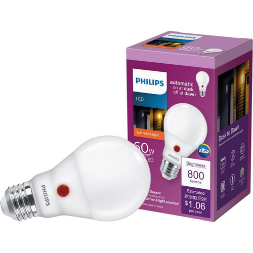 Philips 60W Equivalent Soft White A19 Medium Dusk to Dawn LED Light Bulb