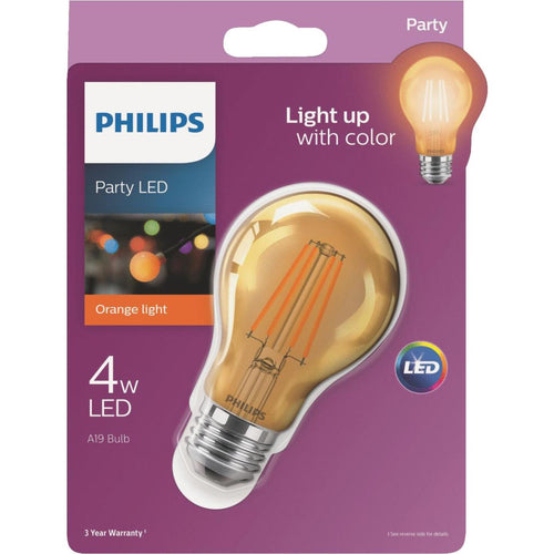 Philips Orange A19 Medium 4W Indoor/Outdoor LED Decorative Party Light Bulb