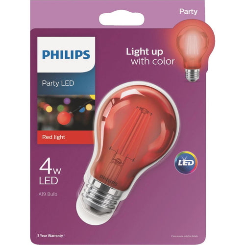 Philips Red A19 Medium 4W Indoor/Outdoor LED Decorative Party Light Bulb