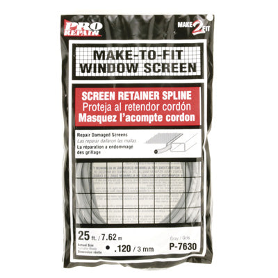 Prime-Line Screen Retainer Vinyl Spline .12 Round Gray 25' per roll