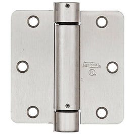 Spring Door Hinge, Adjustable, Nickel, 3.5-In.
