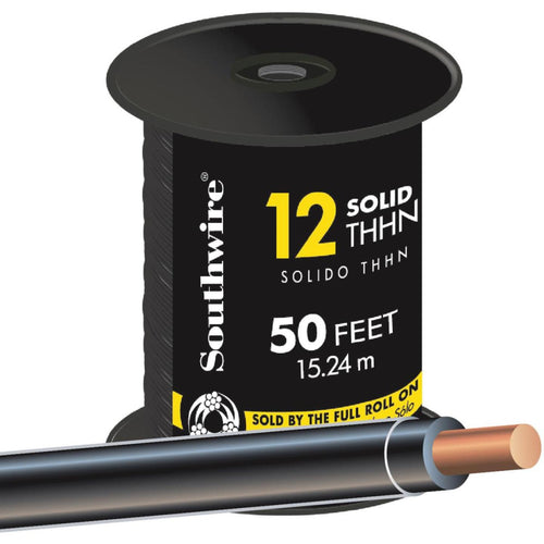 Southwire 50 Ft. 12 AWG Solid Black THHN Wire