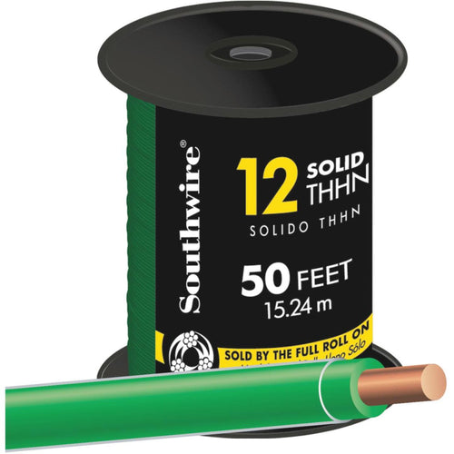 Southwire 50 Ft. 12 AWG Solid Green THHN Wire