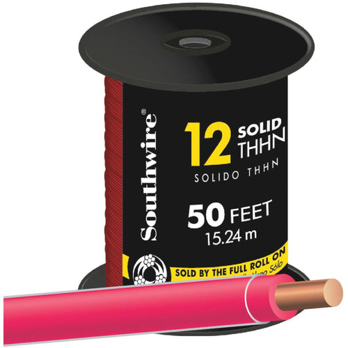 Southwire 50 Ft. 12 AWG Solid Red THHN Wire