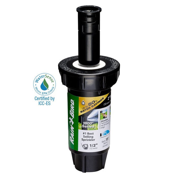 Rainbird National SLS 1802QDSPRS - 2 in Pop-up Spray Head - Quarter Pattern Dual Spray (90°) 15 ft Range with Pressure Regulator