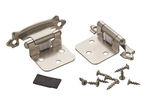 Amerock Variable Overlay Self Closing Face Mount Cabinet Hinge Sterling Nickel