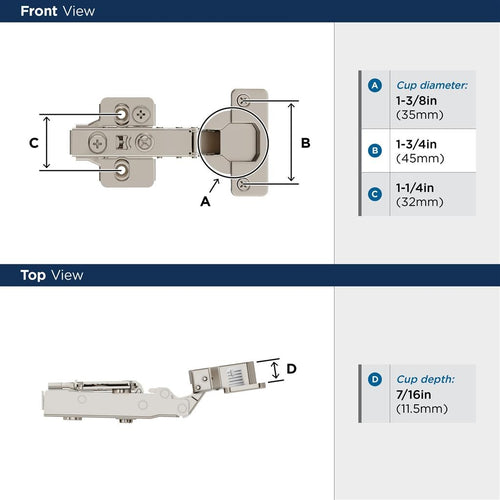 Amerock Frameless Self Close Euro Concealed Cabinet Hinge