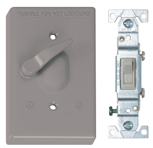 Southwire Single Toggle Vertical Mount Gray Weatherproof Cover with 3-Way Switch