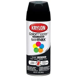 Colormaster Spray Paint, Indoor/Outdoor Use, Semi-Gloss Black, 12-oz.