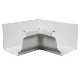 Gutter Inside Mitre, White Galvanized Steel, 5-In.
