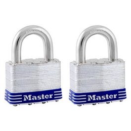 Laminated Keyed-Alike Steel Padlocks, 2-Pack, 2-In.