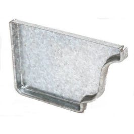 Left End Gutter Cap, White Galvanized Steel, 5-In.