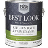 Best Look Latex Paint & Primer In One Kitchen Bath & Trim Semi-Gloss Interior Wall Paint, White-Pastel Base, 1 Gal.
